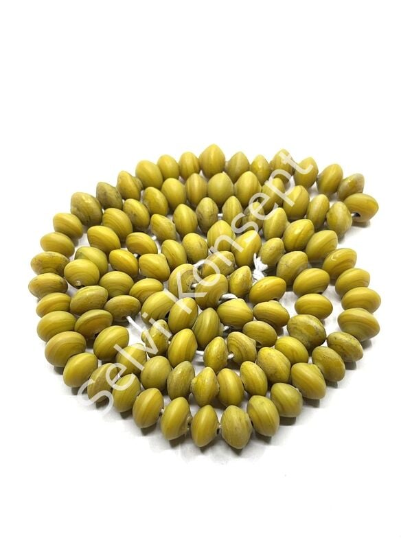 Otantik Eskitme Disk-Rondela Dizi Cam Boncuk Hardal 9x6 mm