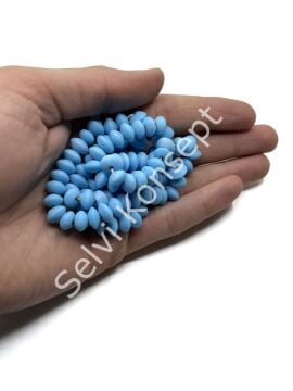 Otantik Eskitme Disk-Rondela Dizi Cam Boncuk Mavi 9x6 mm