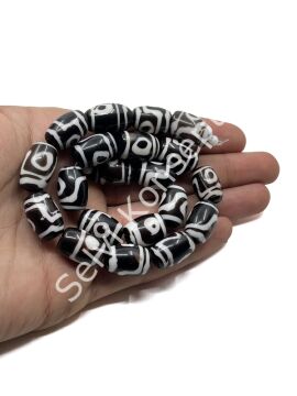 Etnik Desenli Oval Reçine Dizi Boncuk Koyu Kahverenği 12x18 mm