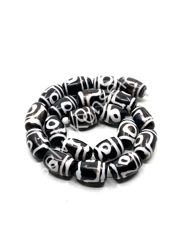 Etnik Desenli Oval Reçine Dizi Boncuk Koyu Kahverenği 12x18 mm