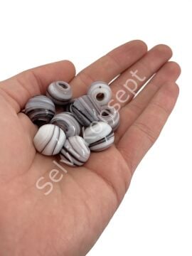 Bodrum Cam Boncuk Siyah Ebruli Büyük Boy 10 Adet