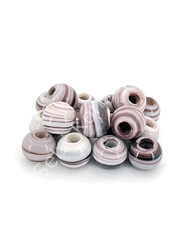 Bodrum Cam Boncuk Siyah Ebruli Büyük Boy 10 Adet