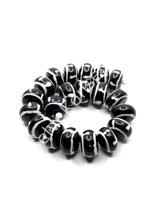 Etnik Desenli Disk-Rondela Reçine Dizi Boncuk 18x10 mm