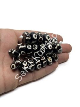 Etnik Desenli Disk-Rondela Reçine Dizi Boncuk 17x9 mm