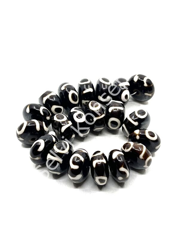 Etnik Desenli Disk-Rondela Reçine Dizi Boncuk 17x9 mm