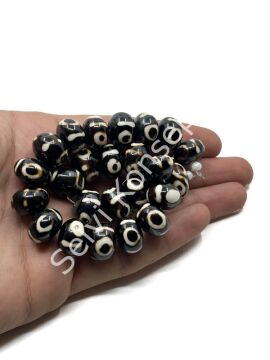 Etnik Desenli Disk-Rondela Reçine Dizi Boncuk 14x10 mm