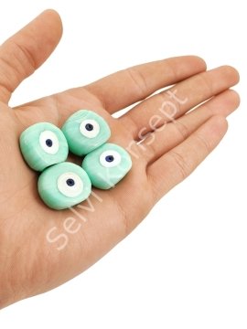 Mint Yeşili Danagöz Cam Boncuk Büyük Boy 10 Adet