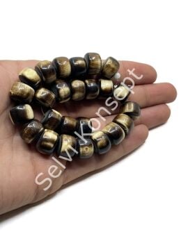 Etnik Desenli Disk-Rondela Reçine Dizi Boncuk Kahverengi 14x10 mm