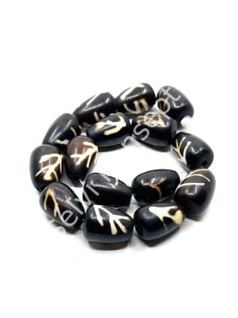 Etnik Desenli Reçine Dizi Boncuk Kahverengi 13x18 mm