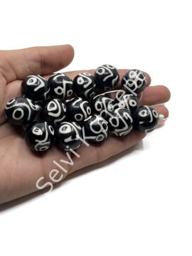 Etnik Desenli Yuvarlak Reçine Dizi Boncuk 20x18 mm