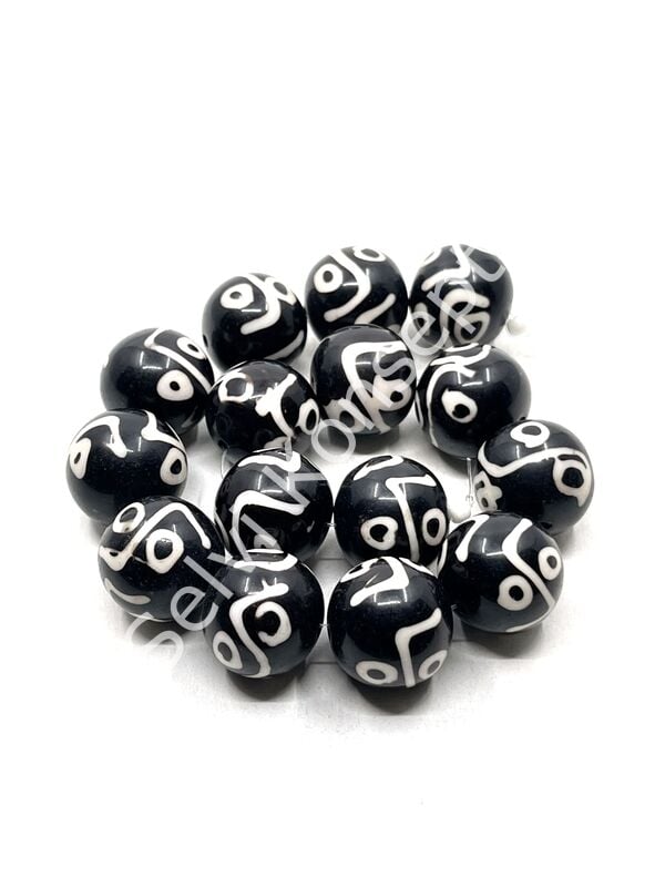 Etnik Desenli Yuvarlak Reçine Dizi Boncuk 20x18 mm