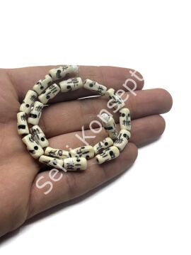 El Yapımı Kuru Kafa Desenli Dizi Tibet Boncuk 5x12 mm