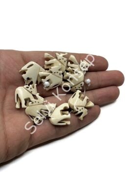 El Yapımı Dizi Tibet Fil Boncuk Krem 17x19 mm