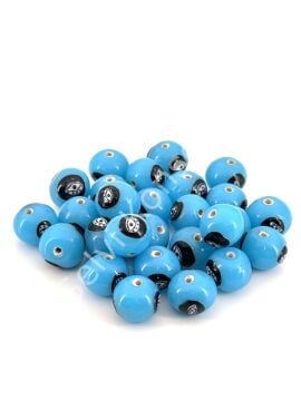 Mavi Göz Figürlü Hint Cam Boncuk 12 mm 50 gr