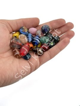 Küçük-Orta-Büy Boy Karışık Hint Cam Boncuk 500 gr