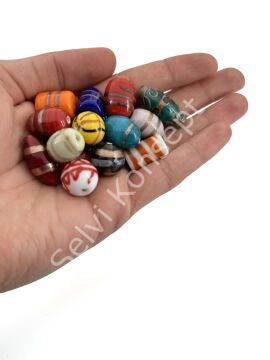 Büyük Boy Hint Cam Boncuk Karışık 500 gr