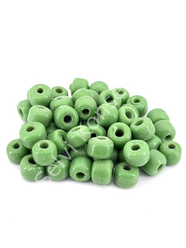 Silindir Kuzu Cam Boncuk Mint Yeşili 50 Adet