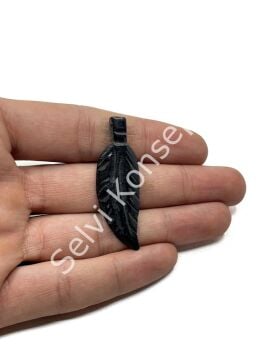 El Yapımı Yaprak İşlemeli Tibet Kolye Ucu Boncuk 1 Adet 15x50 mm