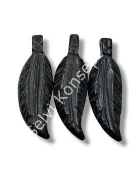 El Yapımı Yaprak İşlemeli Tibet Kolye Ucu Boncuk 1 Adet 15x50 mm