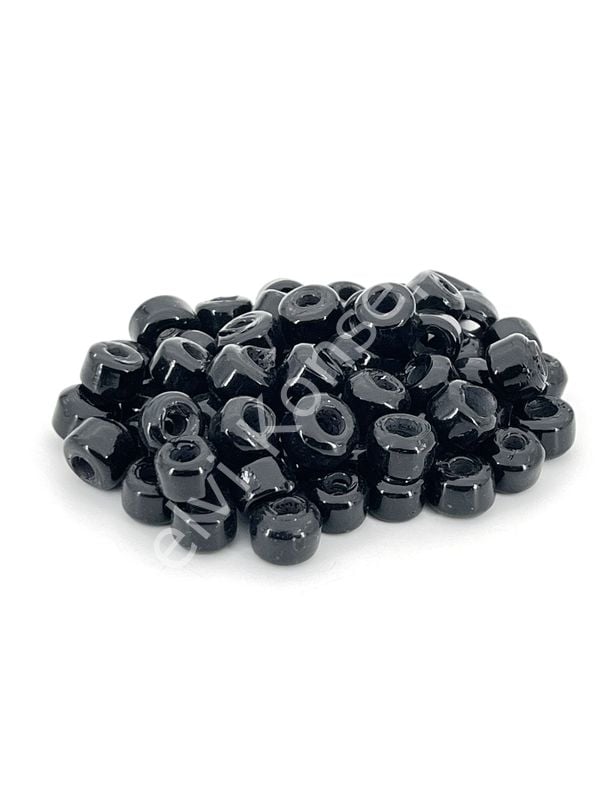 Silindir Kuzu Cam Boncuk Siyah 50 Adet