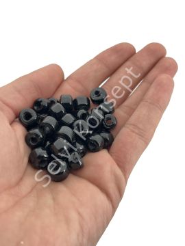 Silindir Kuzu Cam Boncuk Siyah 50 Adet