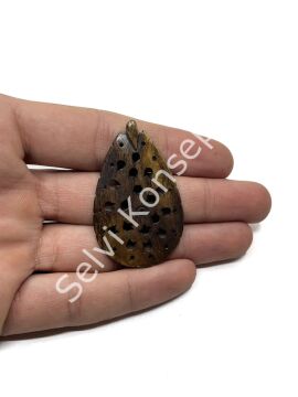 El Yapımı Etnik Motif İşlemeli Tibet Kolye Ucu Boncuk 33x50 mm 1 Adet