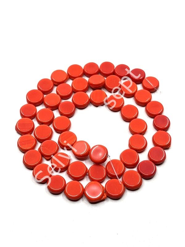 Yassı Dizi Cam Boncuk Açık Kırmızı 9x3,5 mm