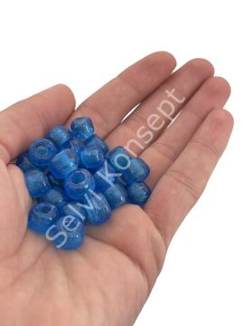 Silindir Kuzu Cam Boncuk Çanak Mavi 50 Adet