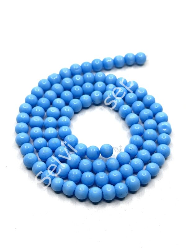 Yuvarlak Kedi Gözü Cam Boncuk Mavi 6 mm
