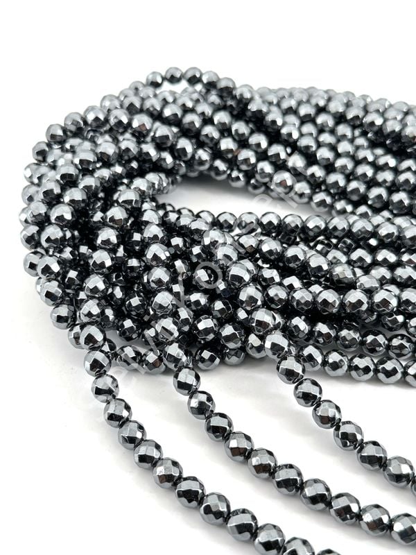 8 mm Fasetli Hematit Doğal Taş
