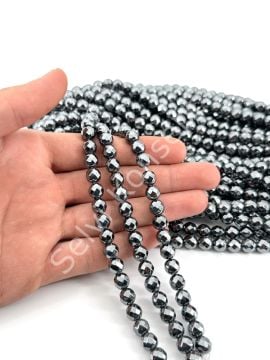 8 mm Fasetli Hematit Doğal Taş