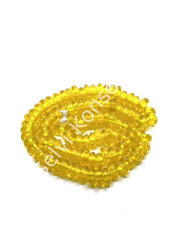 Rondela Dizi Cam Boncuk Sarı 7,5x3,5 mm