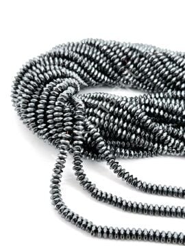 6x3 mm Faset Kesimli Rondela-Pul Hematit Doğal Taş