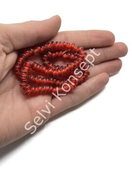 Rondela Dizi Cam Boncuk Şeffaf Kırmızı 7,5x3,5 mm