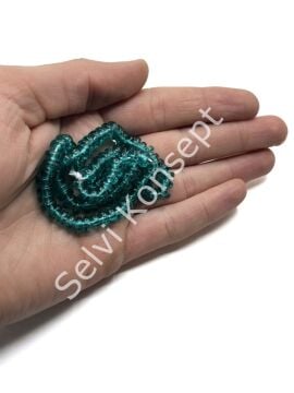 Rondela Dizi Cam Boncuk Petrol Yeşili 7,5x3,5 mm