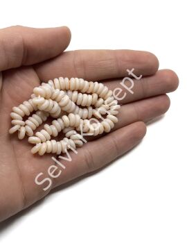 Rondela Dizi Cam Boncuk Fildişi 7,5x3,5 mm