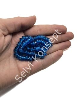 Rondela Dizi Cam Boncuk Çanak Mavi 7,5x3,5 mm