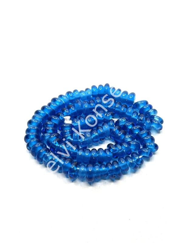 Rondela Dizi Cam Boncuk Çanak Mavi 7,5x3,5 mm
