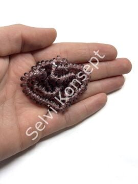 Rondela Dizi Cam Boncuk Şeffaf Mürdüm 7,5x3,5 mm