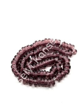 Rondela Dizi Cam Boncuk Şeffaf Mürdüm 7,5x3,5 mm