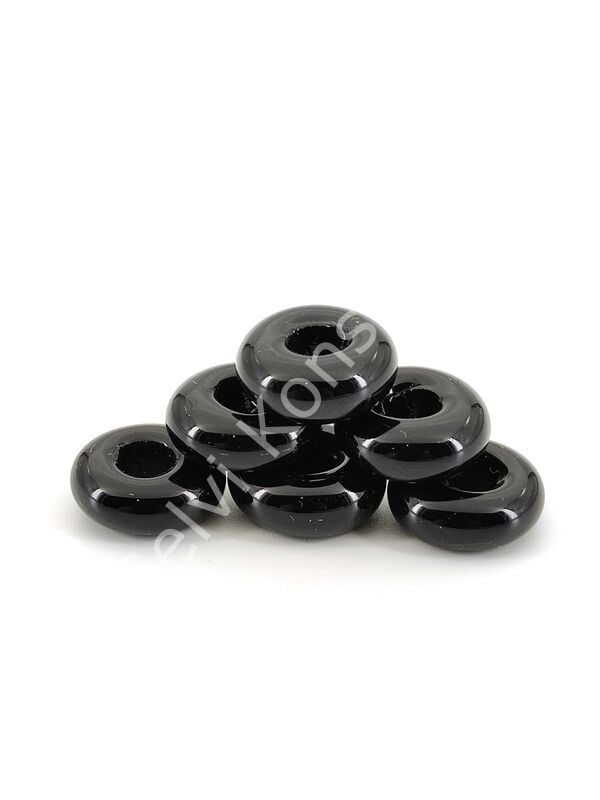 El Yapımı Siyah Murano Silindir Boncuk