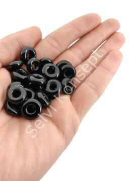 El Yapımı Siyah Murano Silindir Boncuk