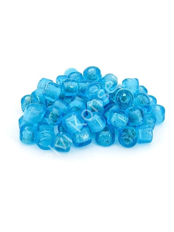 Silindir Kuzu Cam Boncuk Cam Mavi 50 Adet