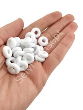 El Yapımı Beyaz Murano Silindir Boncuk