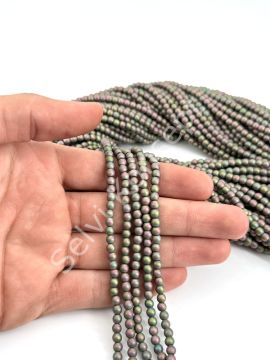 4 mm Yuvarlak Hematit Doğal Taş Ebruli