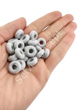 El Yapımı Gri Murano Silindir Boncuk