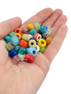 Silindir Kuzu Cam Boncuk Karışık Renkli 100 Adet