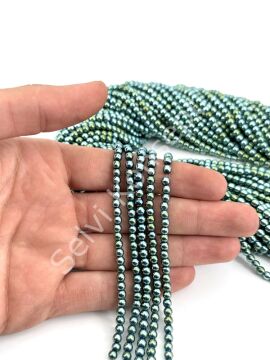4 mm Yuvarlak Hematit Doğal Taş Turkuaz