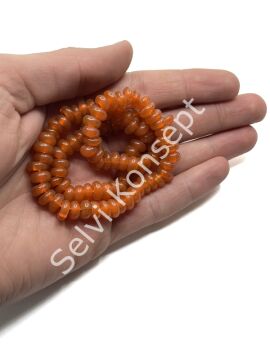 Rondela Dizi Cam Boncuk Şeffaf Turuncu 7,5x3,5 mm