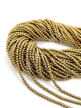 4 mm Yuvarlak Hematit Doğal Taş Altın Sarısı